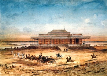 The Empress Eugenie travelling to the Inauguration of the Suez Canal in 1869, from a souvenir album, 1869